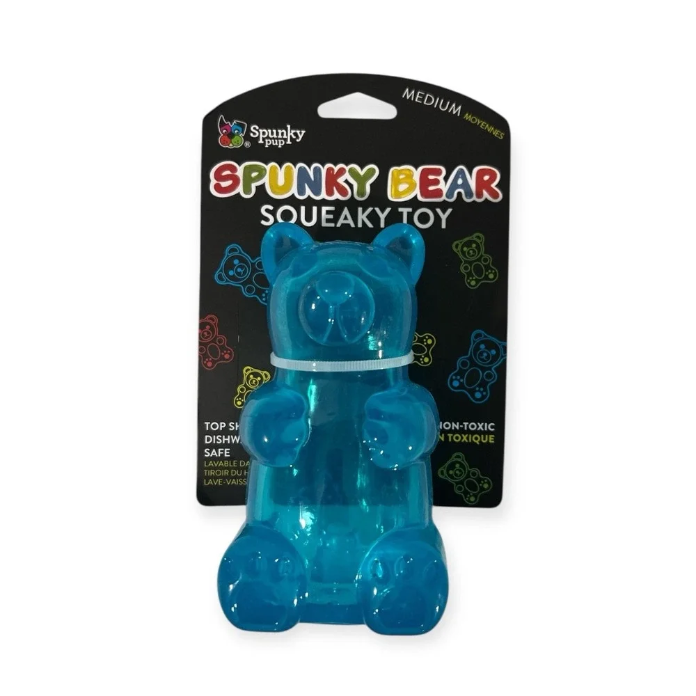 Spunky Bear Interactive Squeaky Dog Toys Gummy Bear Shape Crazy Bounce Dishwa